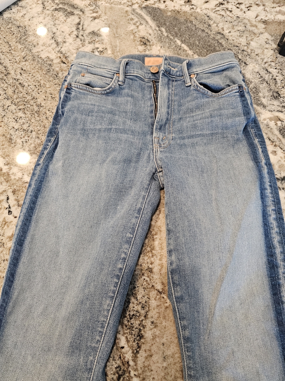 MOTHER  Light kitty Racer Stunner Zip Ankle Step Fray size 26 - Picture 4 of 11